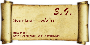 Svertner Iván névjegykártya